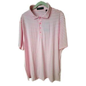 G/Fore Shirt Men SZ XXL Pink White Stripe Golf Polo Performance Comfort‎ NWT